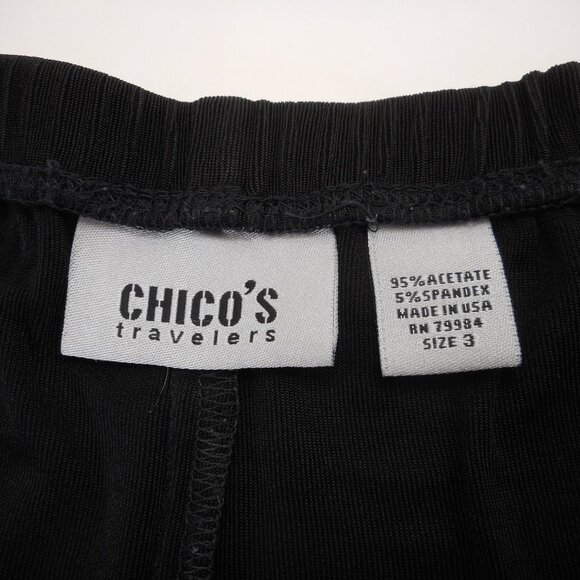 Chico’s Travelers size 3 Women's XL Slinky Knit Pants Black Wide Leg Pull-on - Picture 6 of 9